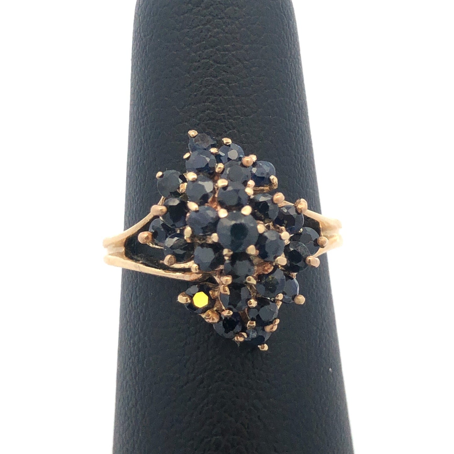 Vintage 14k Solid Yellow Gold Sapphire Cluster Ring 1.45tcw Size 6