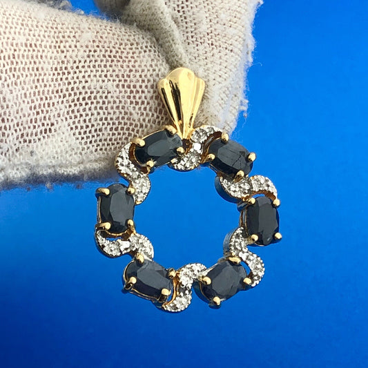 Estate 925 Sterling Silver Vermeil Two Tone Sapphire September Infinity Pendant