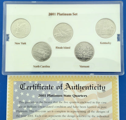 2001 P D State Quarter Collection Platinum Gold Philadelphia Denver 20 Coin Lot