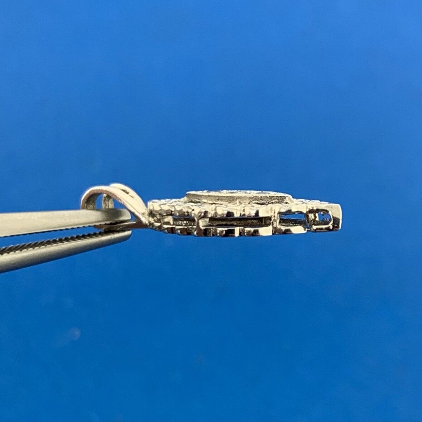 Vintage 14K White Gold Round Diamond Trio Marquise Shaped Pendant