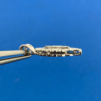 Vintage 14K White Gold Round Diamond Trio Marquise Shaped Pendant