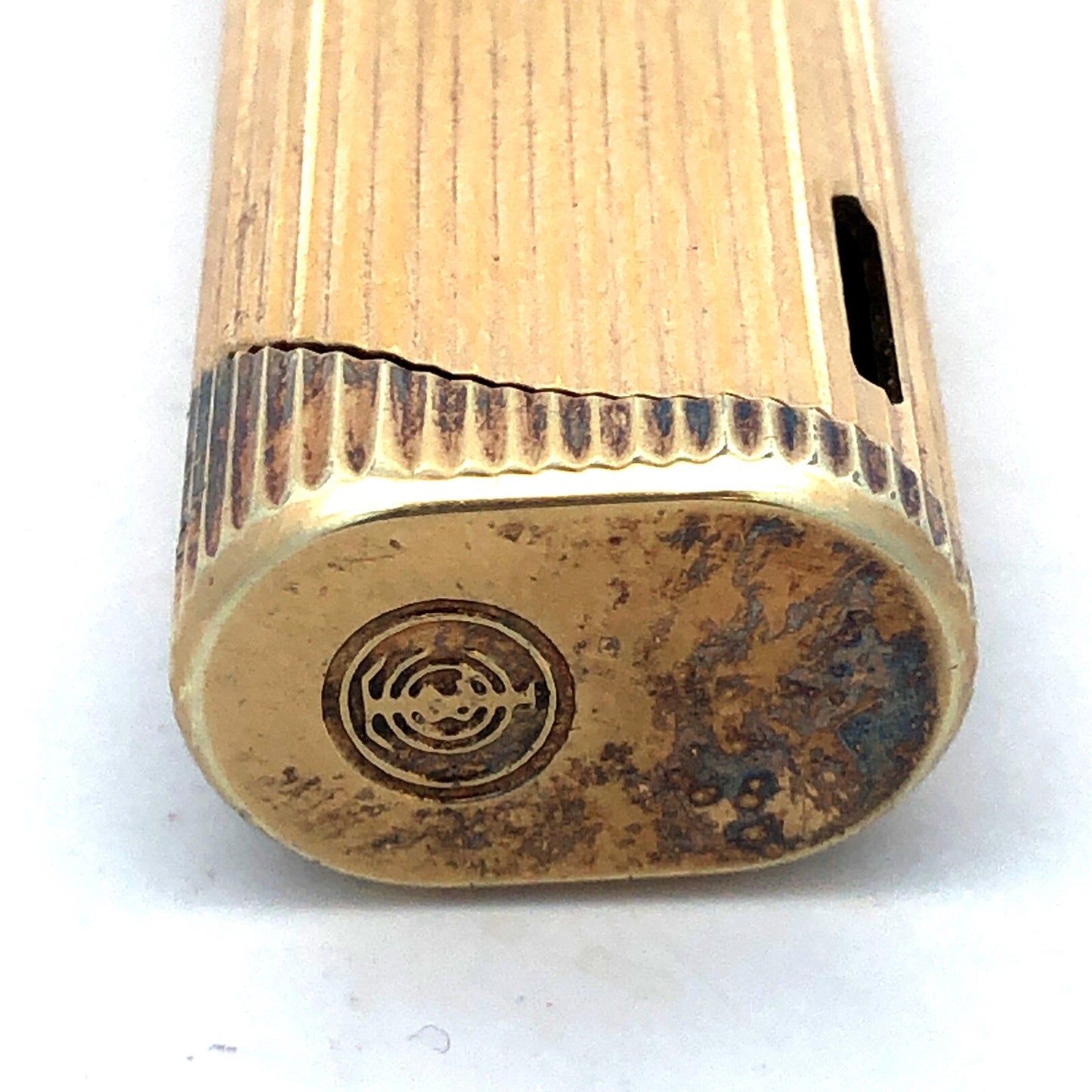 Tiffany & Co Gold Tone Mid Century Ribbed Briquet Slim Butane Lighter