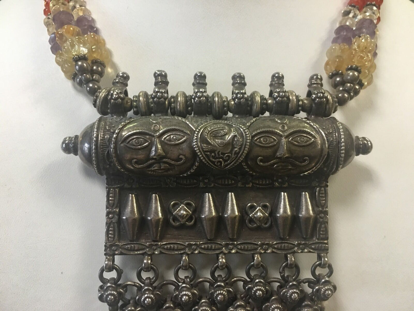 One-of-a-Kind Statement Necklace 800 Silver Bead Detail with Adjustable Rope