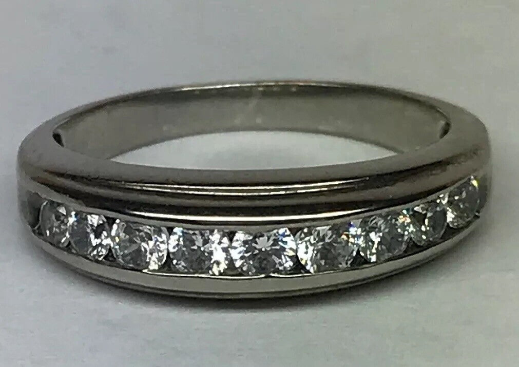 Unisex Sterling Silver 925 Cubic Zirconia Wedding Bridal Anniversary Band Ring