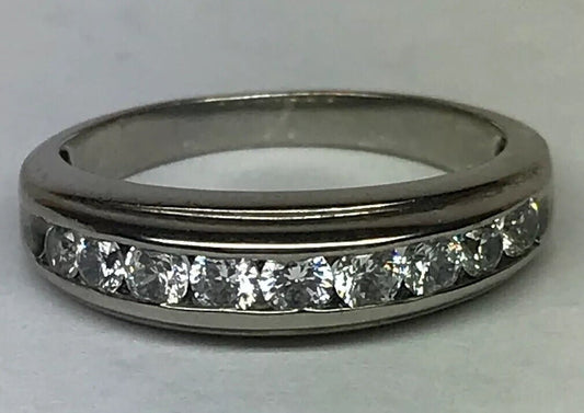 Unisex Sterling Silver 925 Cubic Zirconia Wedding Bridal Anniversary Band Ring