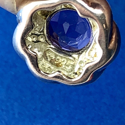 Designer Sterling Silver 925 Amethyst Flower Twist February Dangle Earrings