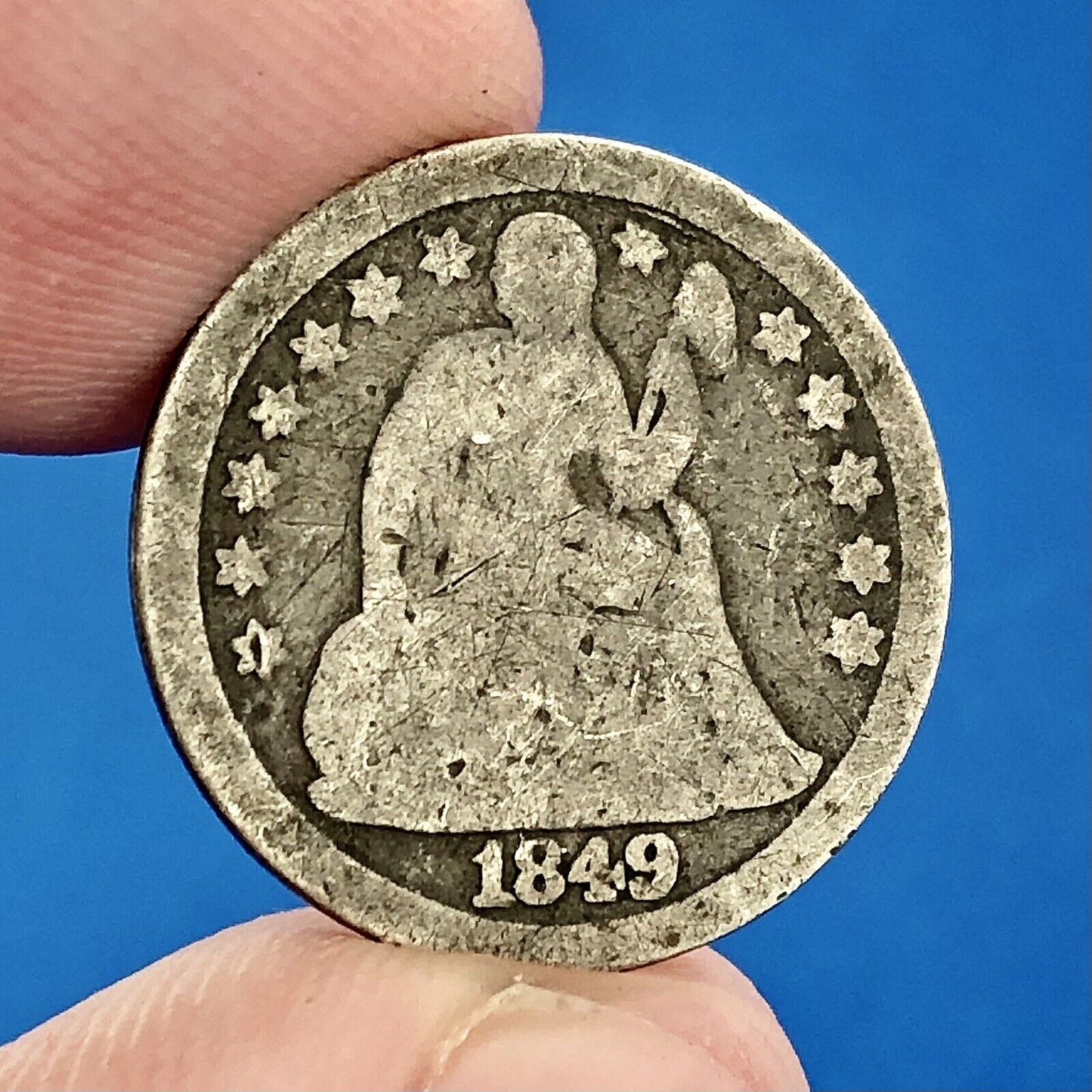 1849 P Seated Liberty Silver Dime 10c Better Key Scarce Rare Philadelphia Coin