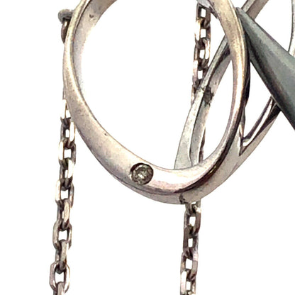 Designer Memoire 925 Sterling Silver Round Diamond Modernist Oval Necklace