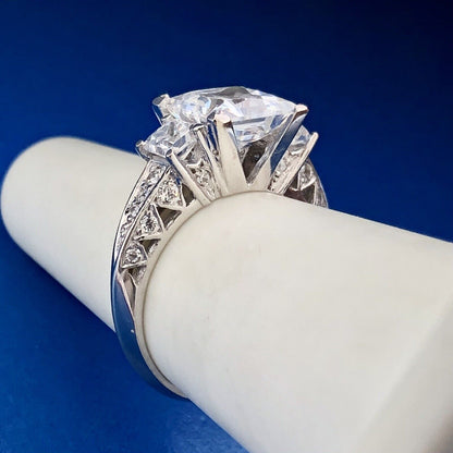 Sparkling 14K White Gold Princess Cut Cubic Zirconia Statement Engagement Ring