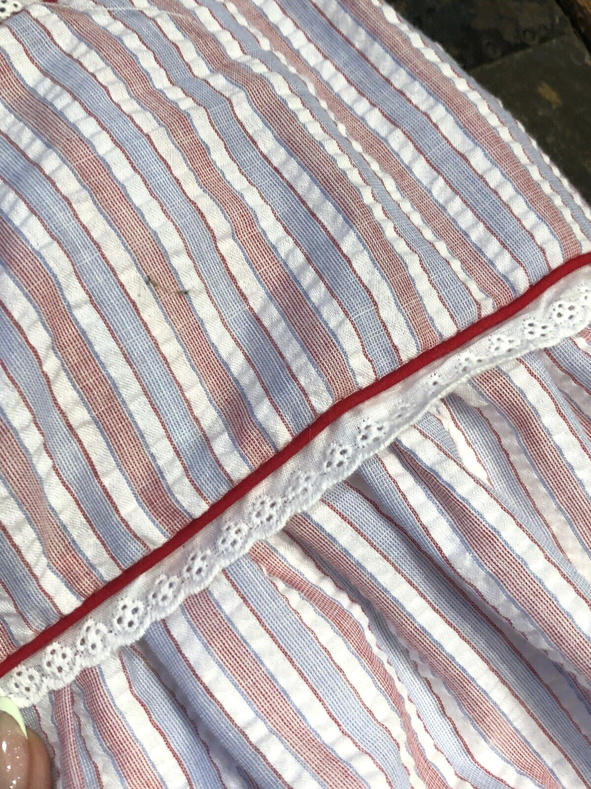 The Oaks Apparel Company Red White Blue Seersucker Girls Size 7 Lined Sundress