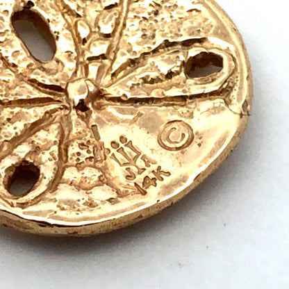 Designer James Avery 14K Yellow Gold Sand Dollar Beach Summer Pendant Charm