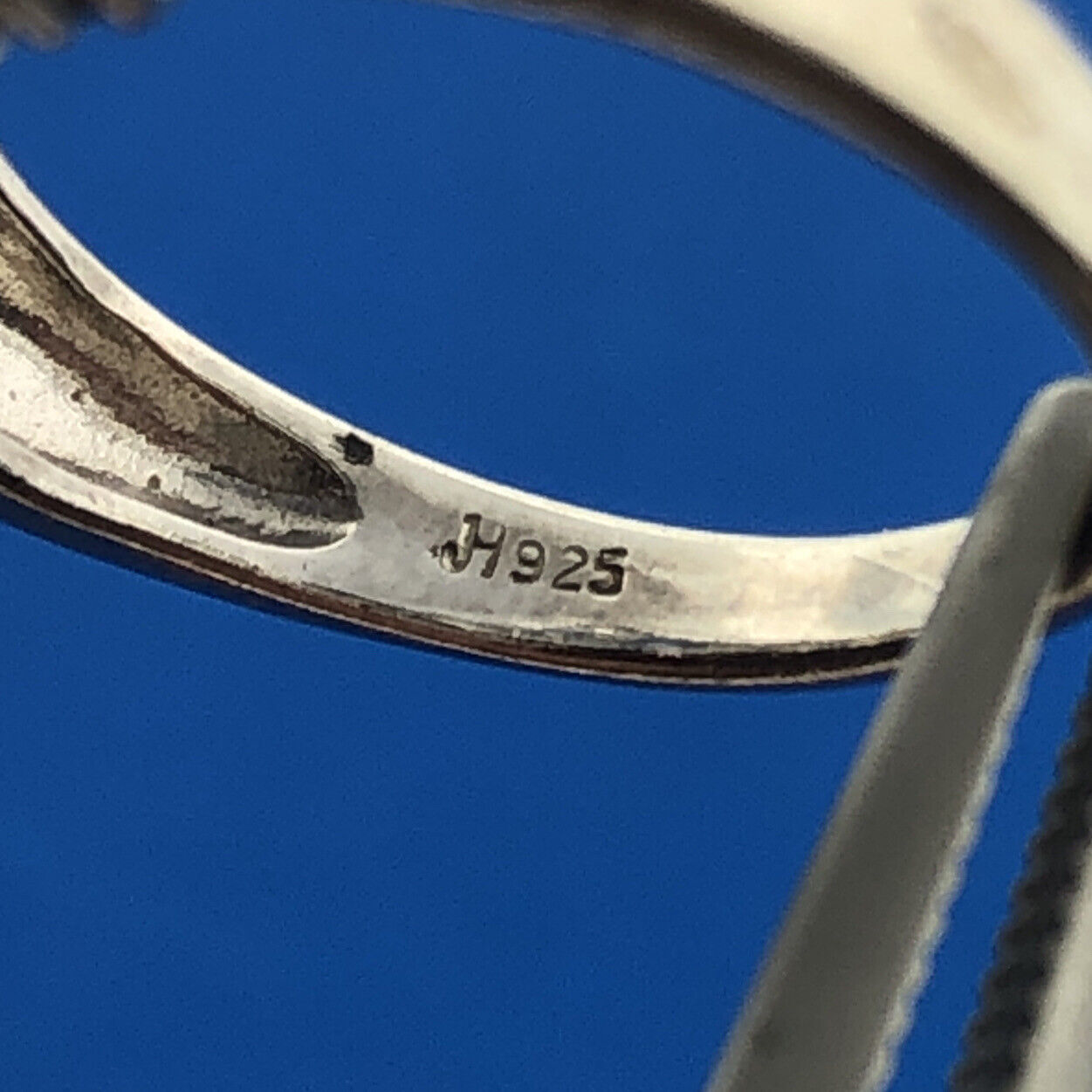 925 Sterling Silver Blue Spinel White Topaz Statement Anniversary Ring