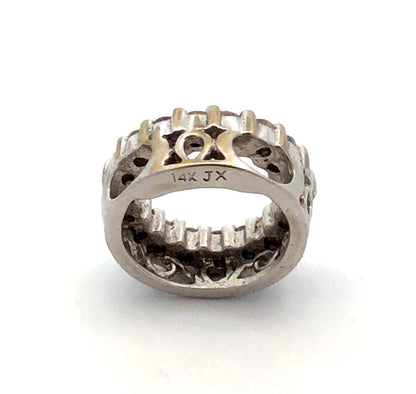 Designer JX 14K White Gold Diamond Round Ring Infinity Eternity Pendant