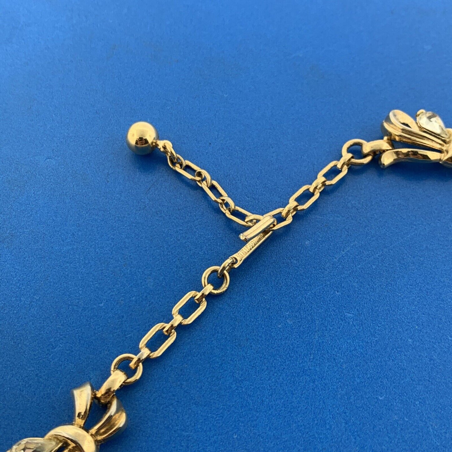 1950s Alfred Philippe Crown Trifari Gold Tone Rhinestone Bracelet Necklace Set