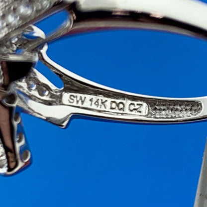 Designer Gorgeous 14k White Gold Round Sparkling CZ Tied Ribbon Ring Size 6