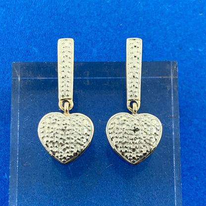 Designer 925 Sterling Silver Vermeil Round Diamond Drop Dangle Heart Earrings