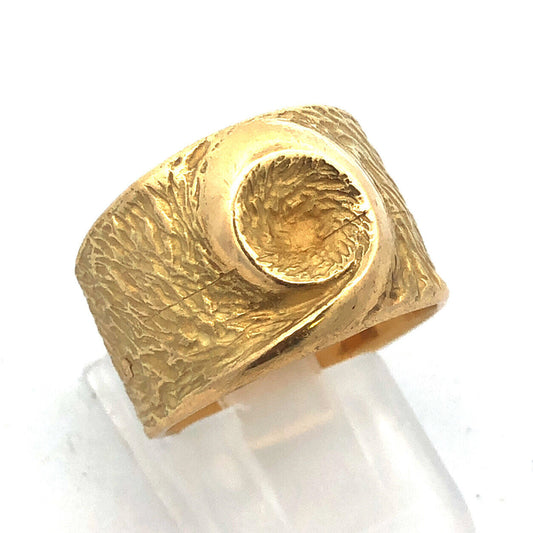 Designer Arabic 18K Yellow Gold Unisex 3D Bird's Eye Of The Storm Dramatic Ring