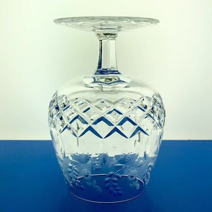 1969 Rogaska Hand Cut Crystal Gallia Pattern Floral Claret Brandy Glass Retired