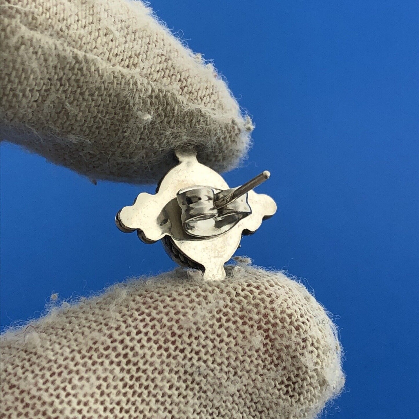 Estate 925 Sterling Silver Oval Blue Topaz December Occasion Stud Earrings