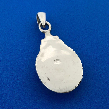 Stunning Sterling Silver 925 Oval Shaped Cabochon Black Onyx Dangle Pendant