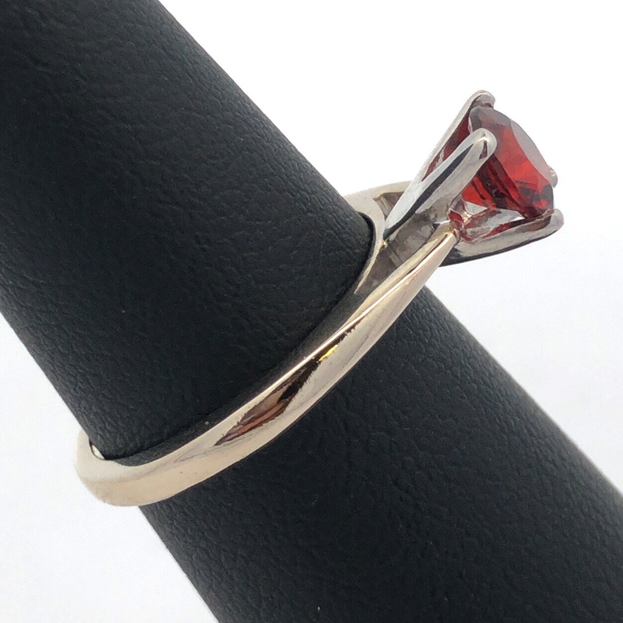 Designer 18K White Gold 950 Platinum Round Garnet Solitaire Occasion  Ring