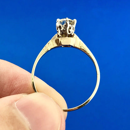 Art Deco Art Nouveau 14K Yellow White Gold Diamond Solitaire Engagement Ring
