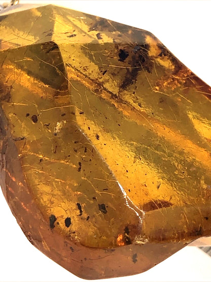 Vintage Large Orange Amber Crystal Healing Statement Pendant