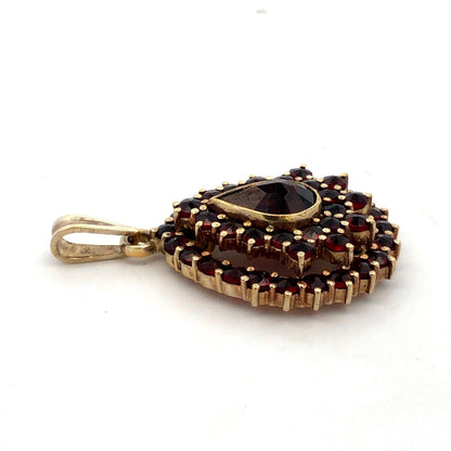 Designer Silver Gold Vermeil Pear Round Garnet Statement Pendant