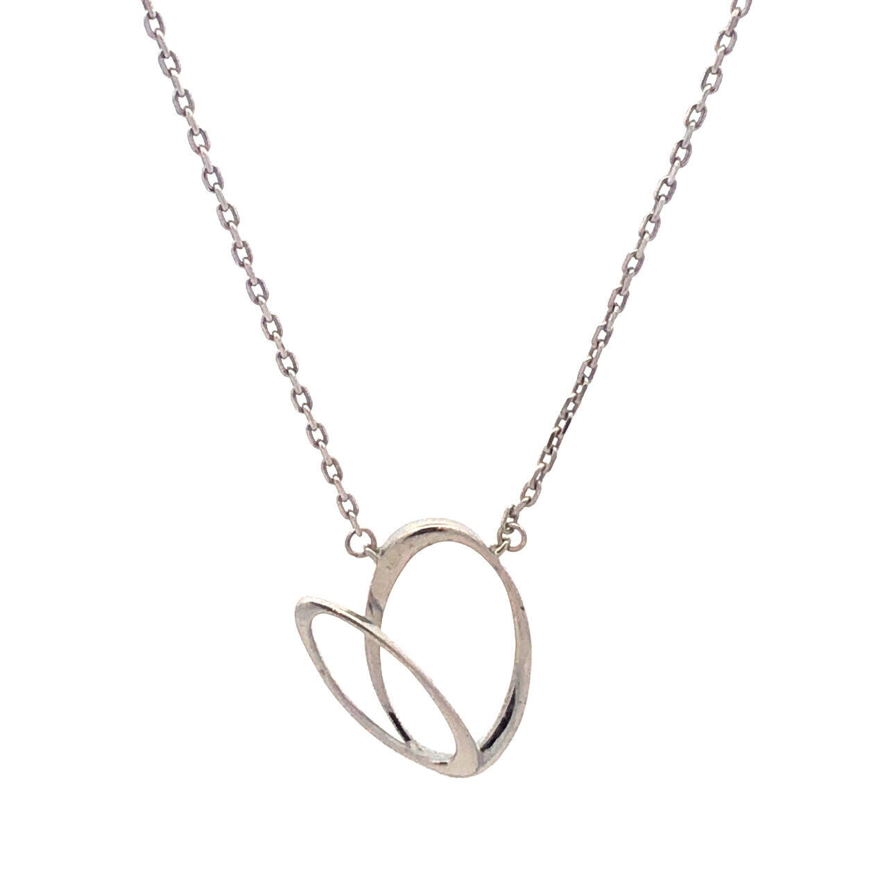 Designer Memoire 925 Sterling Silver Round Diamond Modernist Oval Necklace