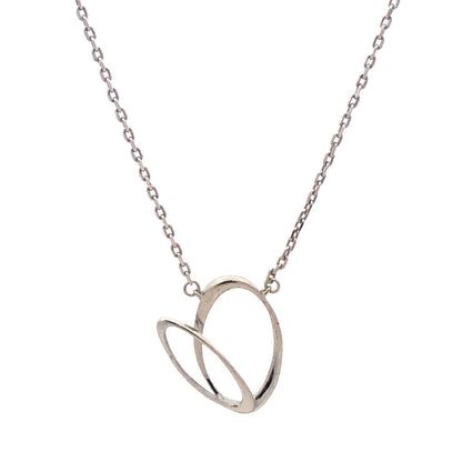 Designer Memoire 925 Sterling Silver Round Diamond Modernist Oval Necklace