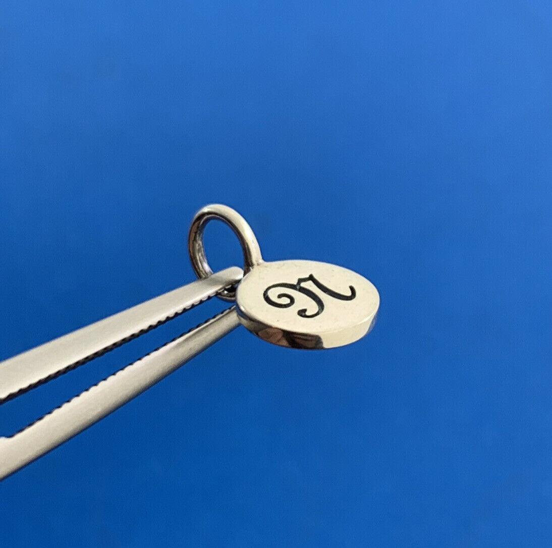 Designer PST 925 Sterling Silver Initial N Letter Square Pendant Charm