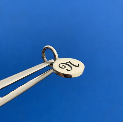 Designer PST 925 Sterling Silver Initial N Letter Square Pendant Charm