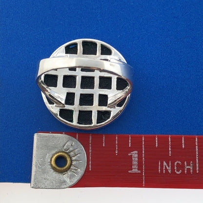 Modernist 925 Sterling Silver Round Abalone Statement Cocktail Ring