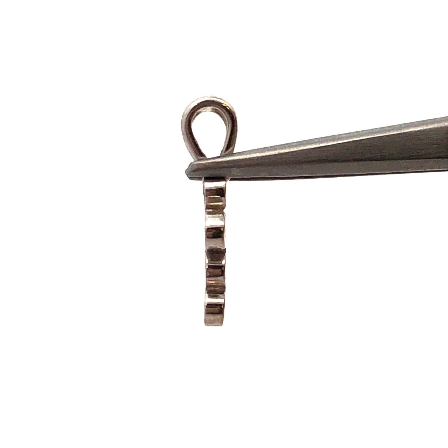 Designer 14K White Gold Round Diamond Bezel Petite Religious Cross Pendant