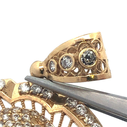 10K Yellow Gold Cubic Zirconia Christ Head Jesus Religious Statement Pendant