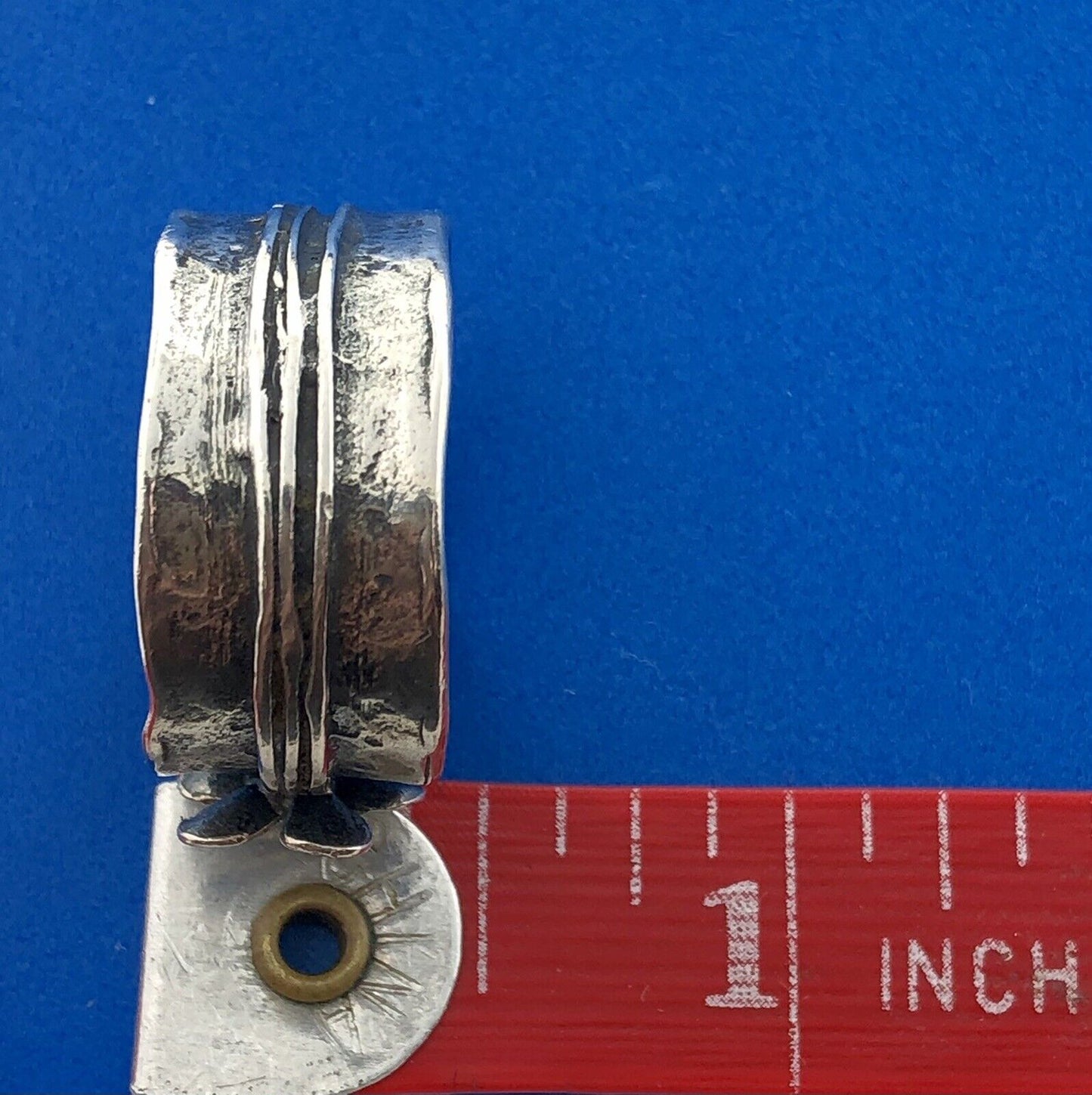 Vintage 925 Sterling Silver Daisy Peony Flower Wide Cigar Band Ring