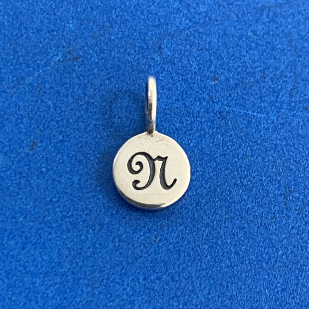 Designer PST 925 Sterling Silver Initial N Letter Square Pendant Charm