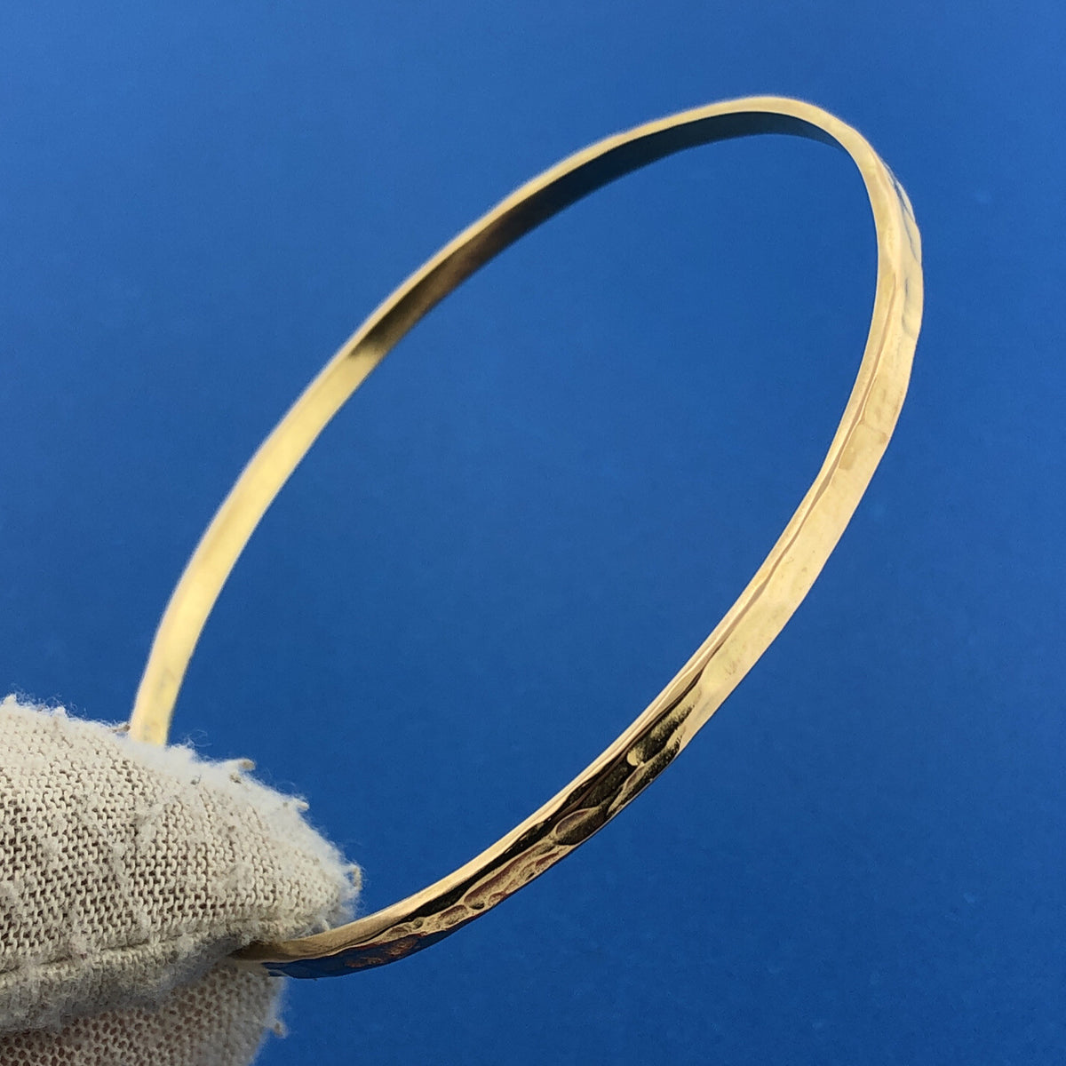 Veronese Italy Sterling Silver Vermeil Hammered Flat Stackable Bangle Bracelet