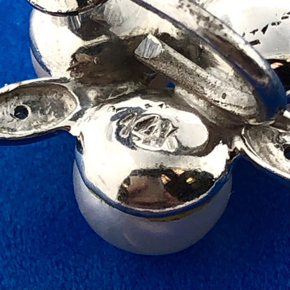 Mid Century Glamorous 14K White Gold Pearl Diamond Bridal Screw Clip Earrings