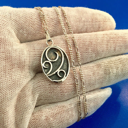 Carolyn Pollack R Moon Sterling Silver 925 Oval Scroll Floral Pendant Necklace