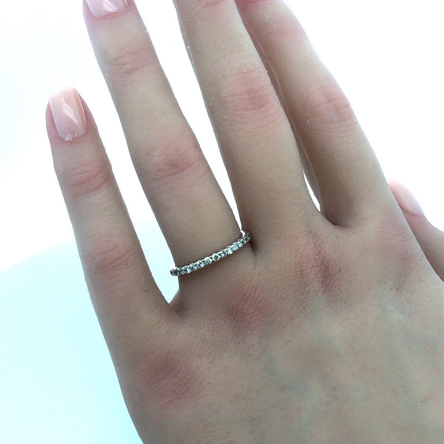 Estate 14K White Gold Diamond Wedding Anniversary Stackable Band Ring