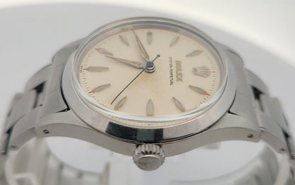 Vintage Rolex Oyster Perpetual 34mm White Dial Silver Bracelet Men's 6532