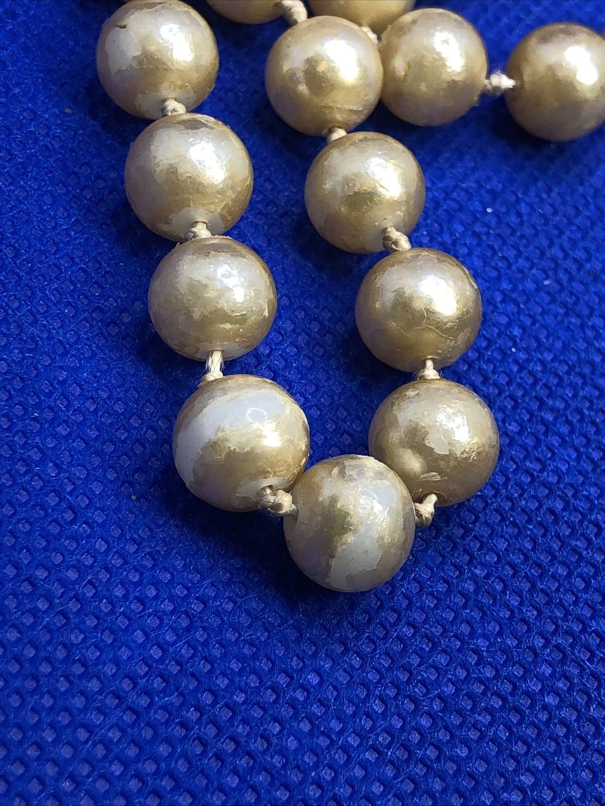Castlecliff Gold Tone Faux Pearl Rhinestone Heart Clasp Hand Knotted Necklace