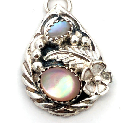 Native American Sterling Silver Mother of Pearl Floral Earring Enhancer Jackets