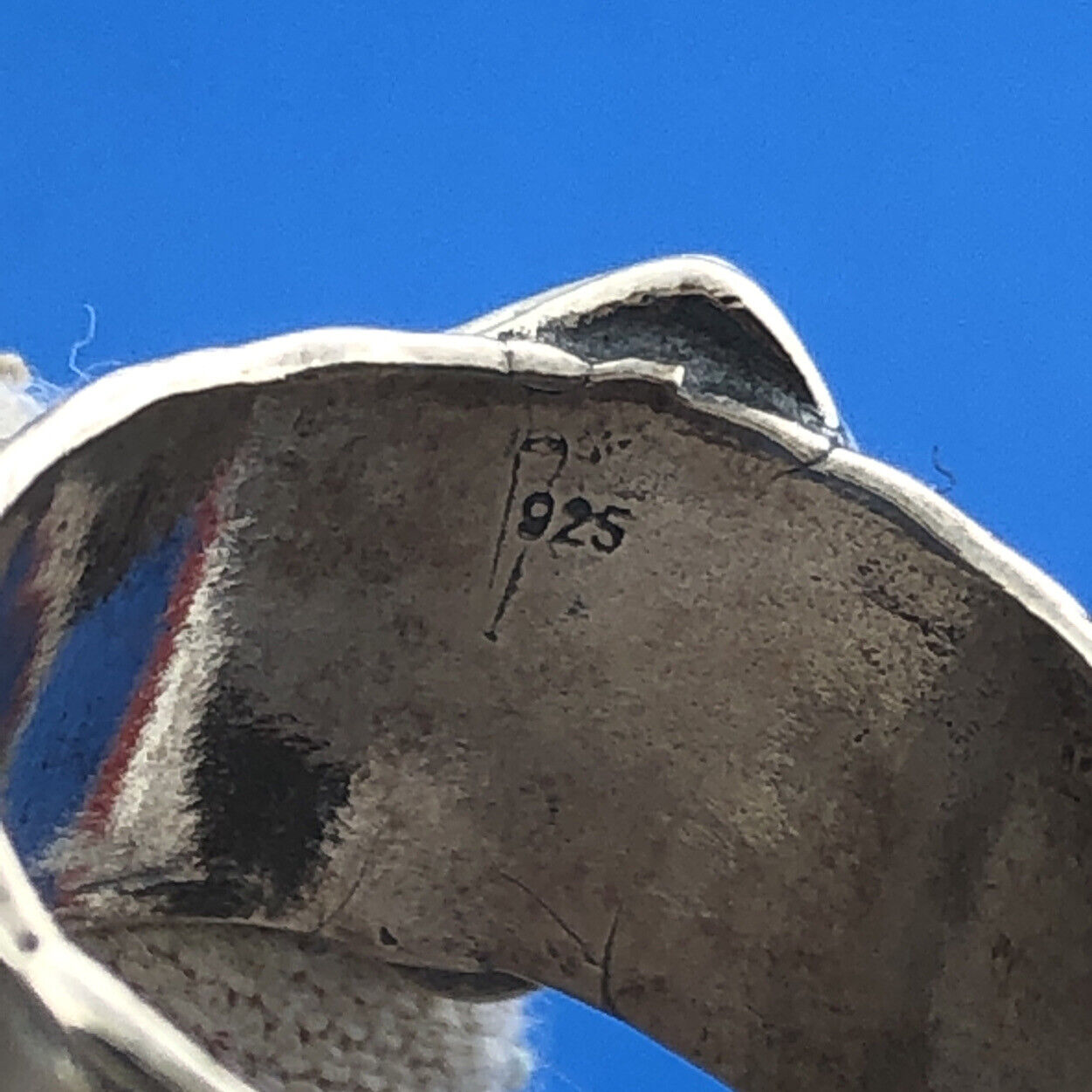 Stunning Sterling Silver 925 Cushion Cabochon Garnet Thick Band Ring Size 8.5