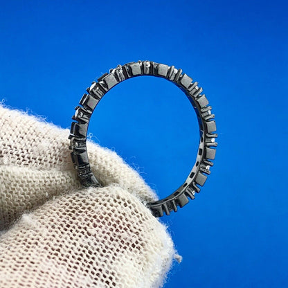 Designer YGI 925 Sterling Silver Cubic Zirconia Antiqued Eternity Band Ring