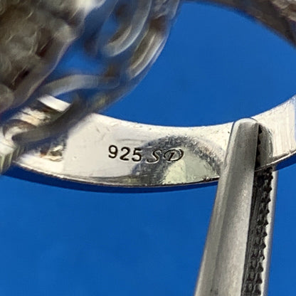 Designer 925 Sterling Silver Green Amethyst Diamond Halo Statement Cocktail Ring