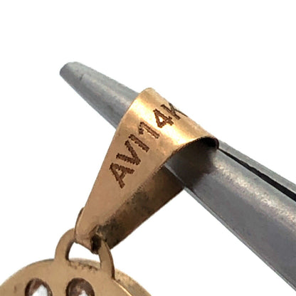 Designer AVI 14K Yellow Gold Round White Red Green CZ Guadeloupe Oval Pendant