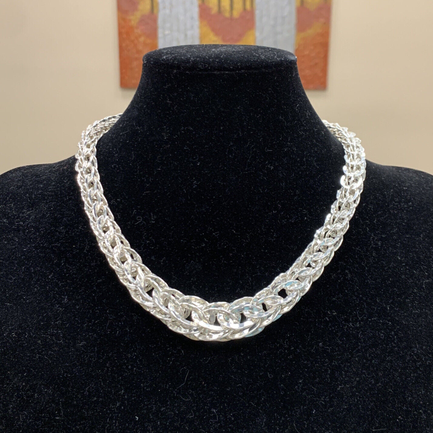 Designer Atasay Kuyumculuk AK Turkey Sterling Silver Statement Chain Necklace