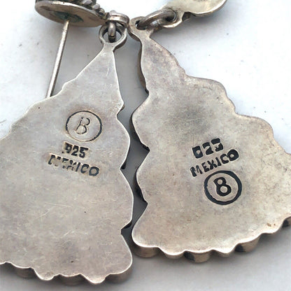 Vintage Bernice Goodspeed Taxco 925 Sterling Silver Turquoise Dangle Earrings